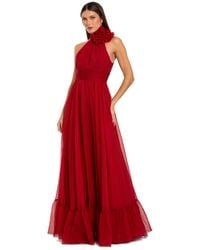 Mac Duggal - Sleeveless Mock Neck Chiffon Gown With 3d Flower - Lyst