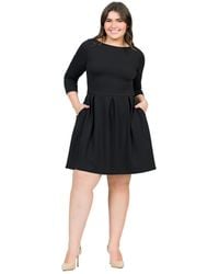 24seven Comfort Apparel - Plus Size Perfect Fit And Flare Pocket Dress - Lyst