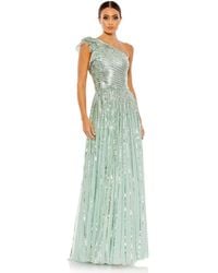Mac Duggal - Sequined One Shoulder Flutter Sleeve A Line Gown - Lyst