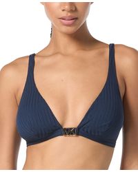 Michael Kors - Michael Ribbed Hardware V-neck Bikini Top - Lyst