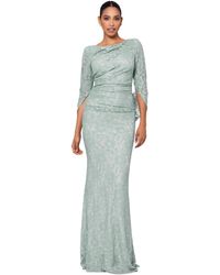 Betsy & Adam - Betsy Adam Lace Cape-sleeve Gown - Lyst