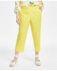 Charter Club - 100% Linen Solid Cropped Pull-on Pants - Lyst