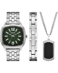 Folio - Quartz Three-hand Silver Alloy Watch Set - Lyst