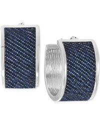 Alfani Silver-tone Denim-wrapped Hoop Earrings, Created For Macy's - Blue