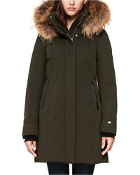 SOIA & KYO Hooded Fur-trim Down Coat, Created For Macy's - Green
