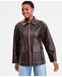 BCBGMAXAZRIA - Zip Front Faux Leather Coat P Xxs Xxl - Lyst