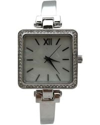 Olivia Pratt - Square Face Thin Rhinestone Bezel Bangle Watch - Lyst