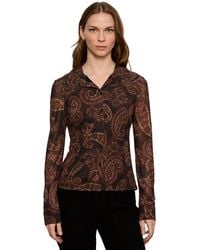 Sanctuary - Petite Long-sleeve Mesh Paisley Blouse - Lyst