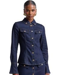 Avec Les Filles - Button-front Collared Top - Lyst