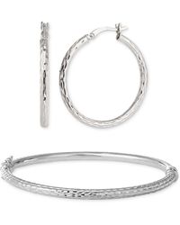 Giani Bernini - 2-pc. Set Textured Medium Hoop Earrings & Matching Bangle Bracelet - Lyst