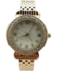Olivia Pratt - Round Face Rhinestone Bezel Bangle Watch - Lyst