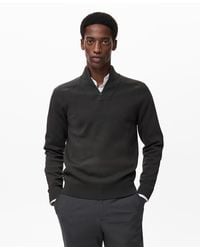 Mango - Breathable Zip-neck Sweater - Lyst