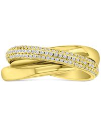Macy's - Cubic Zirconia Triple Row Pave & Polished Rolling Crossover Ring - Lyst