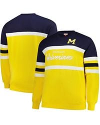 Mitchell & Ness - Michigan Wolverines Big Tall Vintage Logo Head Coach Fleece Pullover Sweatshirt - Lyst