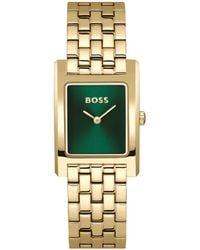 BOSS - Lucy Quartz Basic Slim Ionic Plated Thin Gold Steel Watch - Lyst