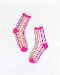 Sock Candy - Candy Stripe Ruffle Sheer Sock - Lyst