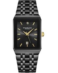 Stuhrling - Empire Edge Ip Rectangular 4084 Watch – Gold Accents Quartz Date Krysterna Crystal - Lyst