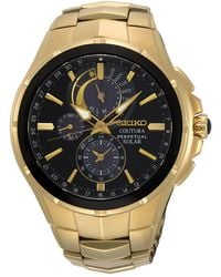 Seiko - Solar Chronograph Coutura Gold-tone Stainless Steel Bracelet Watch 44mm - Lyst