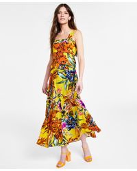 Vince Camuto - Printed Tiered Smocked-back Challis Maxi Dress - Lyst