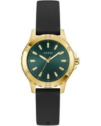 Guess - Black Gold Tone Analog Watch - Lyst