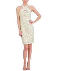 Vince Camuto - Criss-cross-neck Embroidered-lace Bodycon Dress - Lyst