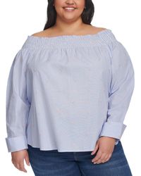 Tommy Hilfiger - Plus Size Off-the-shoulder Long-sleeve Top - Lyst