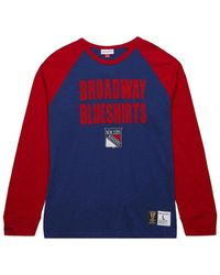 Mitchell & Ness - Blue/red New York Rangers Legendary Slub Raglan Long Sleeve T-shirt - Lyst