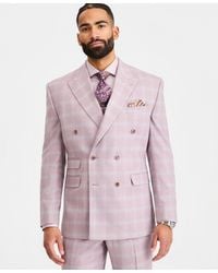 Tayion Collection - Classic-fit Double-breasted Windowpane Suit Separates Jacket - Lyst