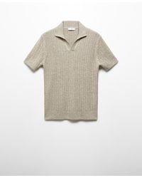 Mango - Marbled Cotton Knit Polo Shirt - Lyst