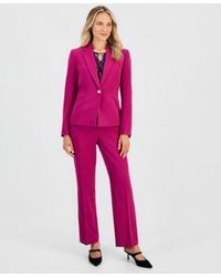 Kasper - Notch Lapel Single Breasted Jacket Printed Pleat Neck Sleeveless Top Ava Straight Leg Press Pleat Pants - Lyst