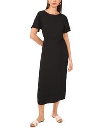 Vince Camuto - Short-sleeve Tie-waist Midi Dress - Lyst