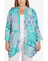 Ruby Rd. - Plus Size Bali Patchwork Knit Cardigan Top - Lyst