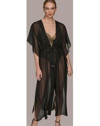 Donna Karan - Donna Karan Tie-front Maxi Kaftan - Lyst