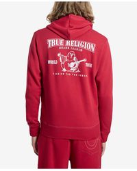 true religion red zip up hoodie
