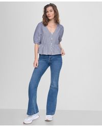 DKNY - V-neck Button-front Shirt - Lyst