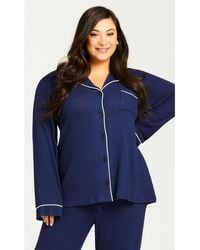 Avenue - Plus Size Hacci Button Plain Top - Lyst