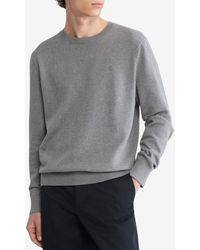 Calvin Klein Men's Supima Cotton Mini Stripe Monogram Logo Sweater  Nirvana L