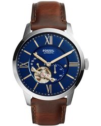 Fossil - Automatic Chronograph Townsman Brown Leather Strap Watch 44mm Me3110 - Lyst