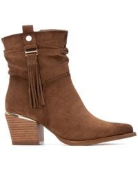 Xti - Suede Italian Western Booties By - Lyst