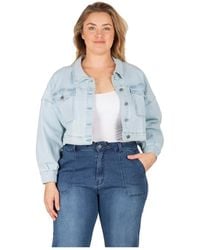 Standards & Practices - Plus Size Cropped Denim Trucker Jacket - Lyst