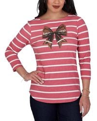 Ruby Rd. - Petite 3/4-sleeve Boat-neck Curved-hem T-shirt - Lyst
