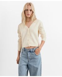 Mango - V-neck Wool-blend Cardigan - Lyst