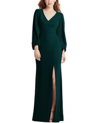 Dessy Collection - Long Puff Sleeve V-neck Trumpet Gown - Lyst