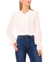 Cece - Long Sleeve Button-down Ruffle Top - Lyst