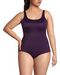 Lands' End - Plus Size Long Chlorine Resistant Soft Cup Tugless Sporty One Piece Swimsuit - Lyst