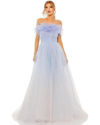 Mac Duggal - Strapless Feather Hem Tulle Gown - Lyst