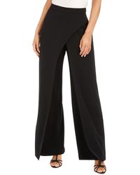 Adrianna Papell - Crepe Draped-front Wide-leg Pants - Lyst