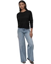 DKNY - Petite Crewneck Open-stitch Cotton Sweater - Lyst