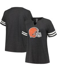 Fanatics - Distressed Cleveland Browns Plus Size Logo Notch Neck Raglan Sleeve T-shirt - Lyst