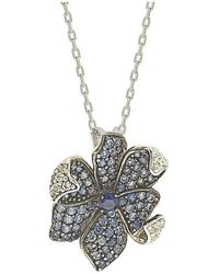 SUZY LEVIAN NEW YORK - Suzy Levian Sterling Silver Sapphire & Created White Sapphire Flower Petal Pendant Necklace - Lyst